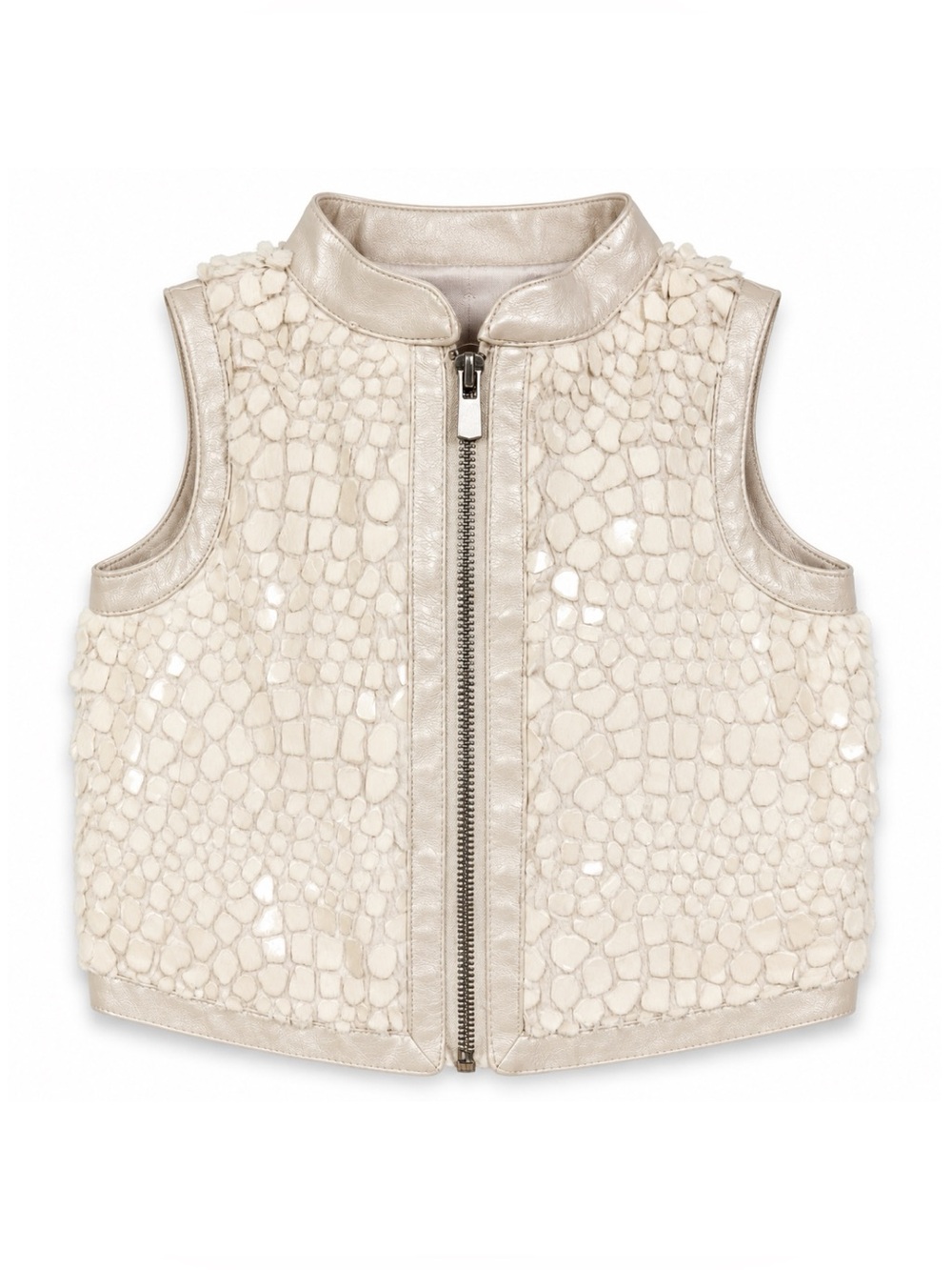 Tahari Baby Cream Faux Snakeskin Zip Up Vest Toddler Girls Size 18M